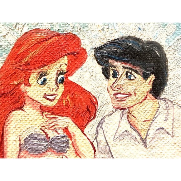 Vtg Acrylic Canvas Board Red Frame Disney Ariel Little Mermaid by Silvie Danseau - Picture 15 of 16
